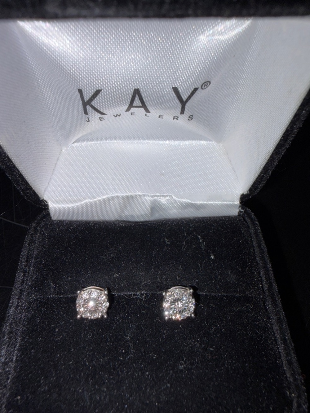 Kay Jewelers Silver-Tone Diamond Cluster Stud Earrings